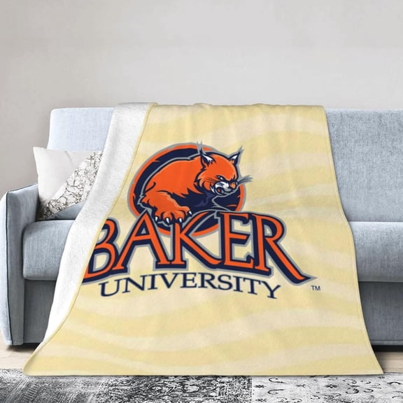 Baker University-Logo Fleece Blanket, Very Soft Microfiber Flannel Blanket for Couch Warm and Cozy for All Seasons
