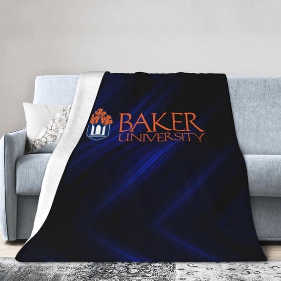 Baker University Logo Fleece Blanket, Very Soft Microfiber Flannel Blanket for Couch Warm and Cozy for All Seasons