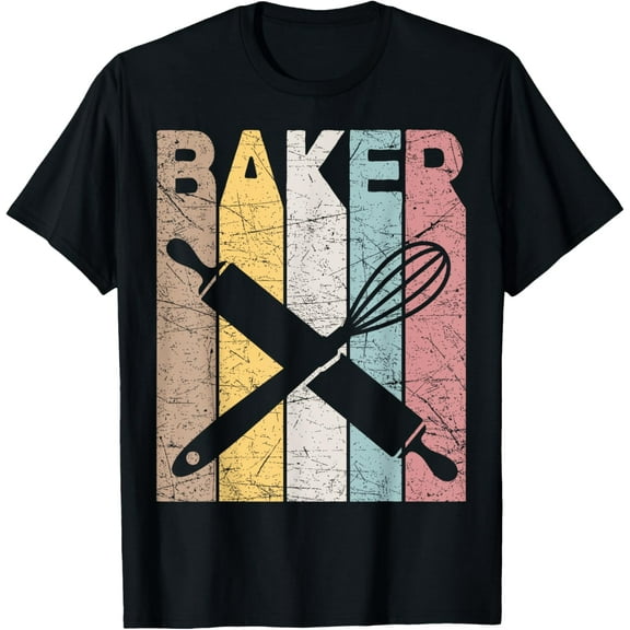 Baker Vintage Bakery Retro Pastry Chef Baking T-ShirtMen and women, Black T-shirt, size: Extra large