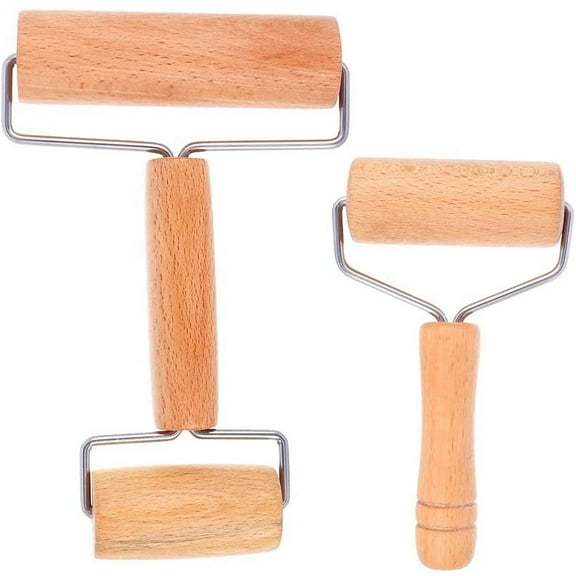 Baker's Best Friend: Dough Baker Roller Set, Wooden Rolling Pin, Non-Stick Kitchen Baking Tool, Easy to Clean and Store for Home Cooking, 2 Pieces
