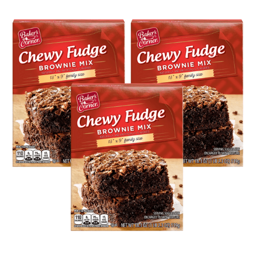 Baker's Corner Chewy Fudge Brownie Mix Family Size 18.3 oz,3 Pack