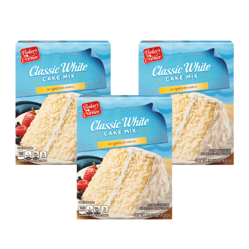 Baker's Corner Classic White Cake Mix Extra Moist 15.25 oz,3 Pack