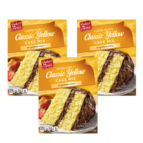 Baker's Corner Classic Yellow Cake Mix, Extra Moist, 15.25 oz,3 Pack