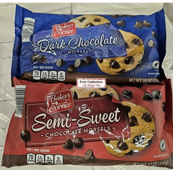 Bakers Corner Dark & Semi-Sweet Chocolate Morsels (2 Bags)