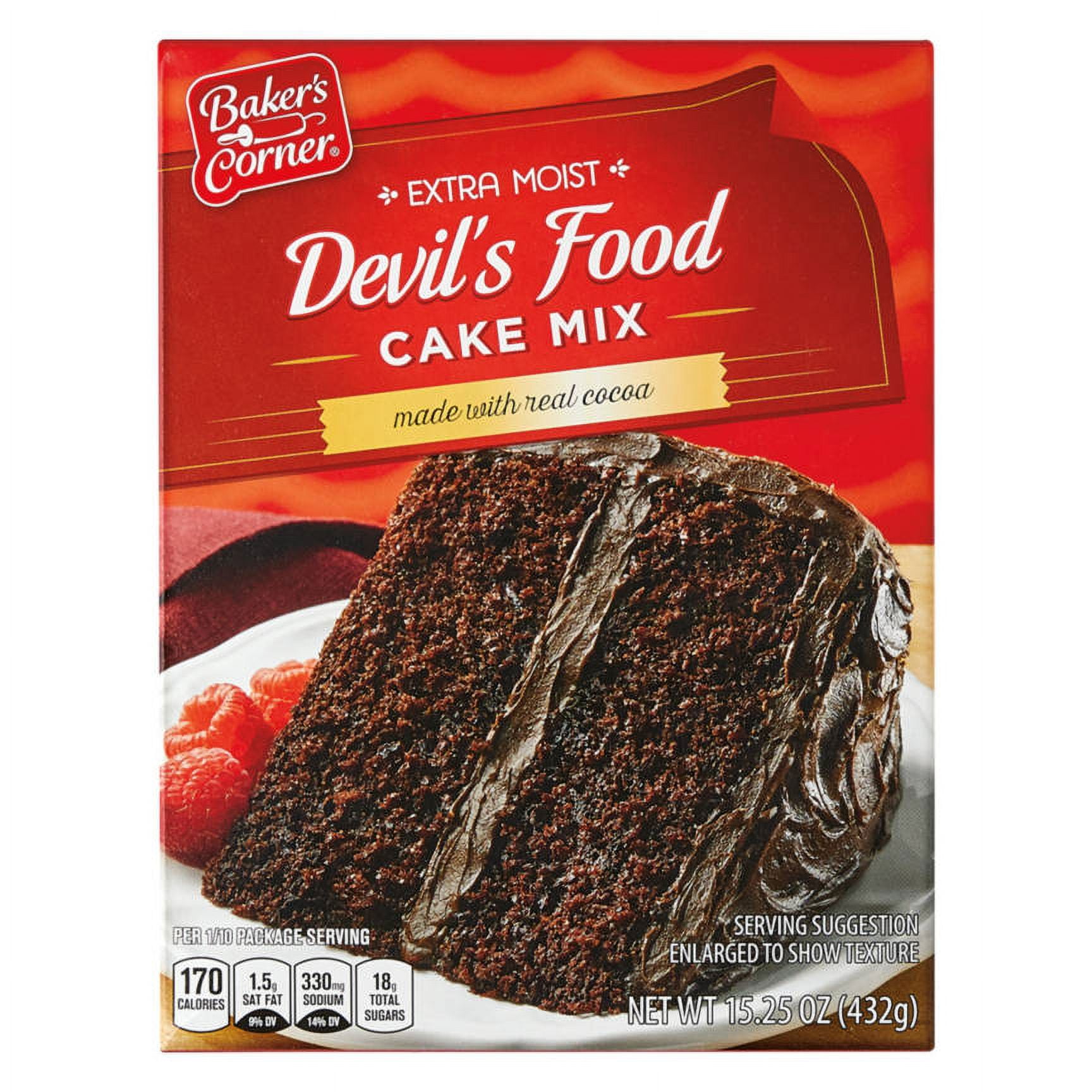 Baker's Corner Extra Moist Devil's Food Cake Mix, 15.25 oz - Walmart.com