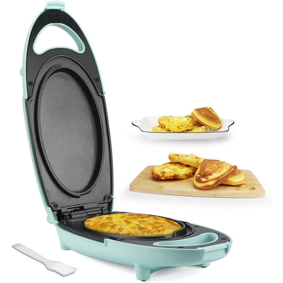 Bakers Friend Omelette Maker Electric, Pan Nonstick, Frittata & Egg Pan, Double Sided for Breakfast, Individual Flip Makers Aqua
