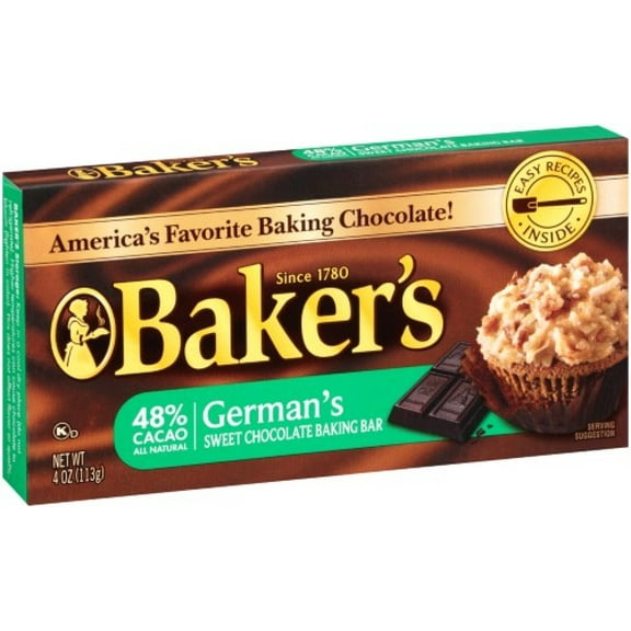 Baker's German's Sweet Chocolate Baking Bar 4 oz (Pack of 3)