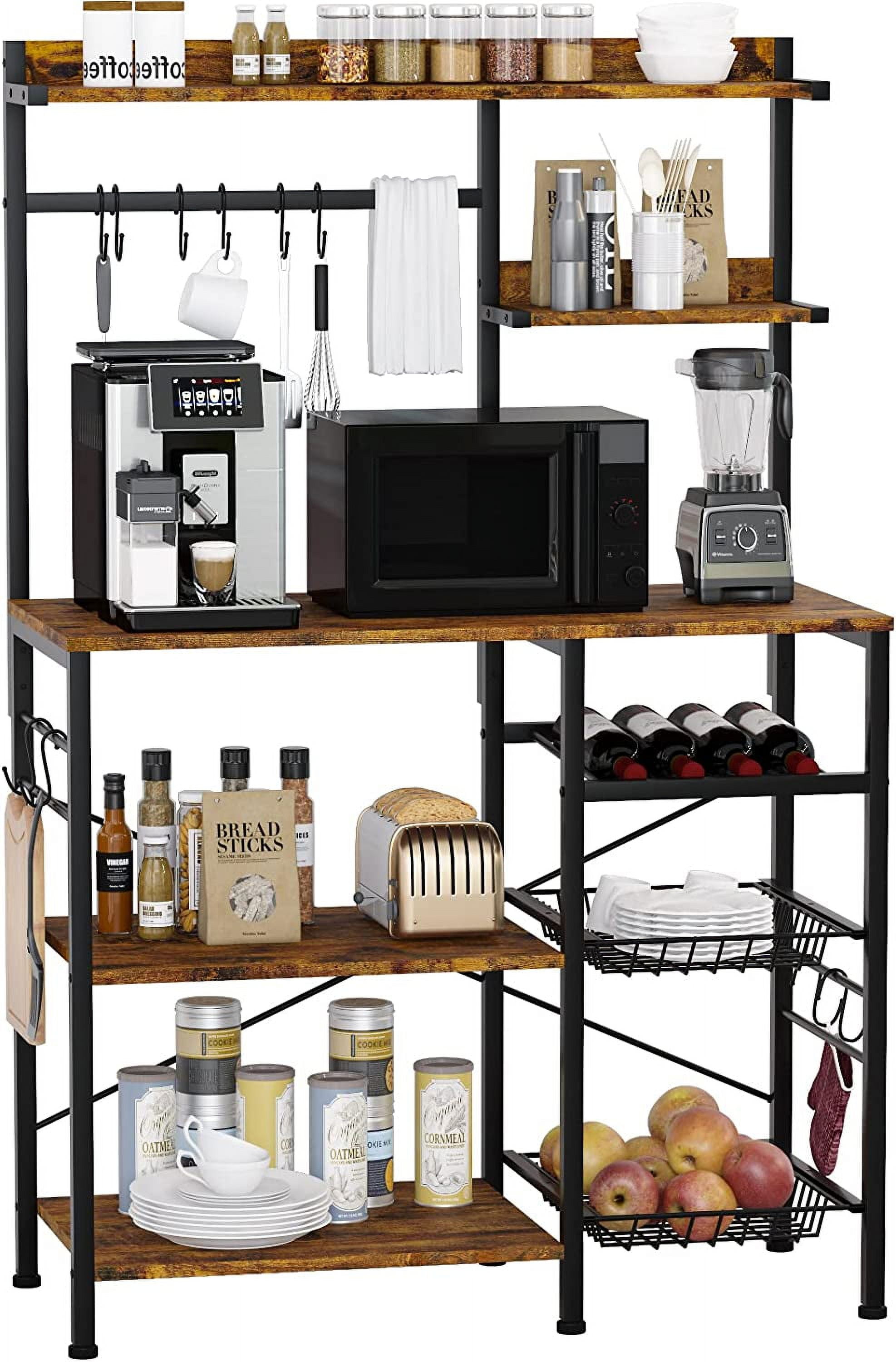 Baker’s Rack with 2 Pull Out Wire Baskets, Microwave Stand with Storage ...