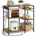 thumbnail image 1 of Baker's Rack, Coffee Bar Stand with Charging Station, Storage Shelves, 15.7 x 35.4 x 35.6 Inches, Rustic Walnut, 1 of 9