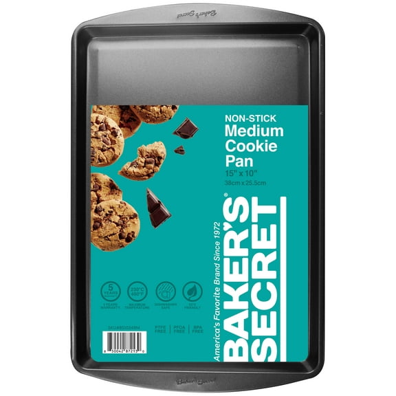 Baker’s Secret Nonstick Medium Cookie Sheet, Carbon Steel, 15 x 10 inches, Gray