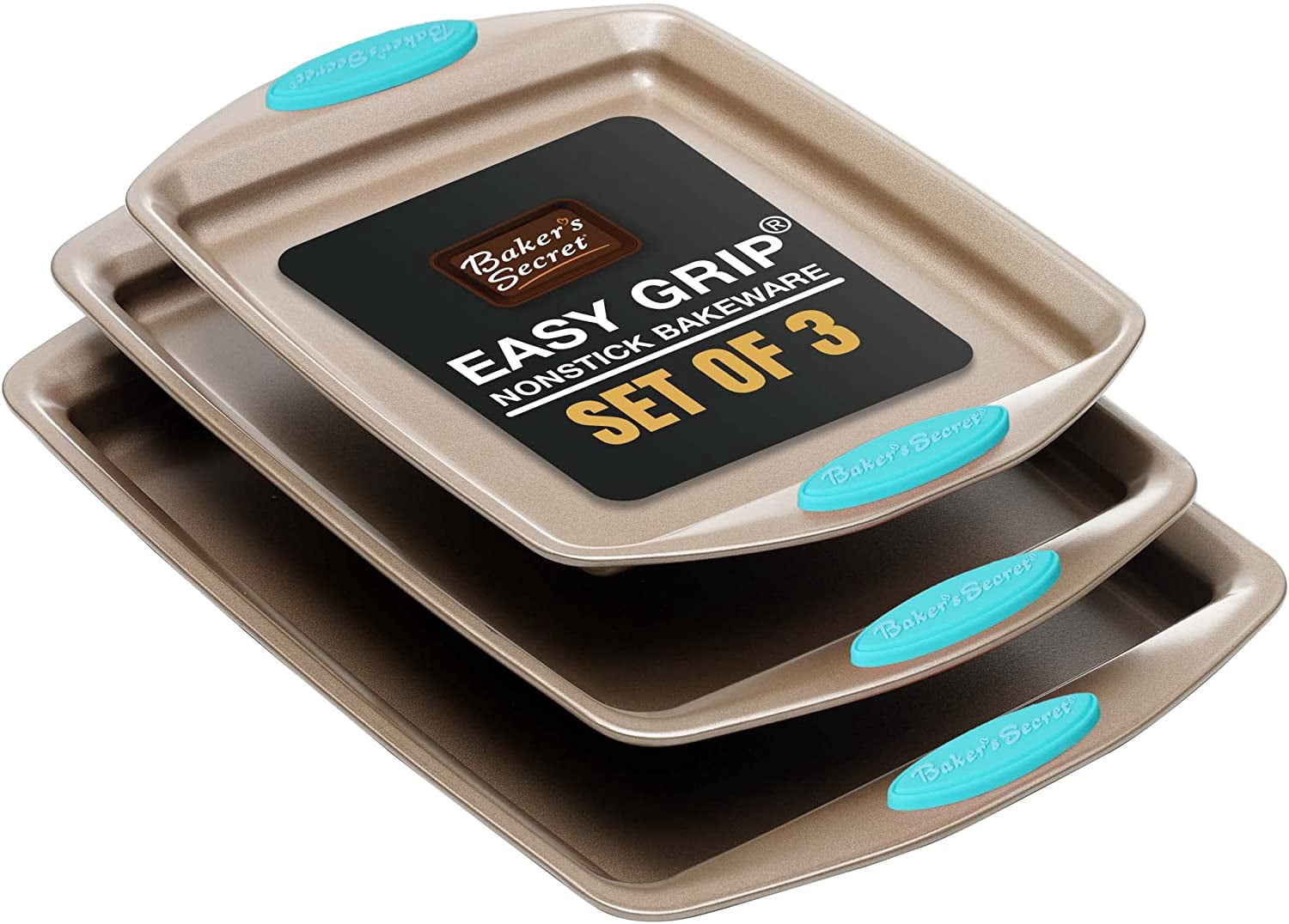 Baker's Secret Baking sheets for Oven - Bakeware Set of 3 Cookie Sheets ...