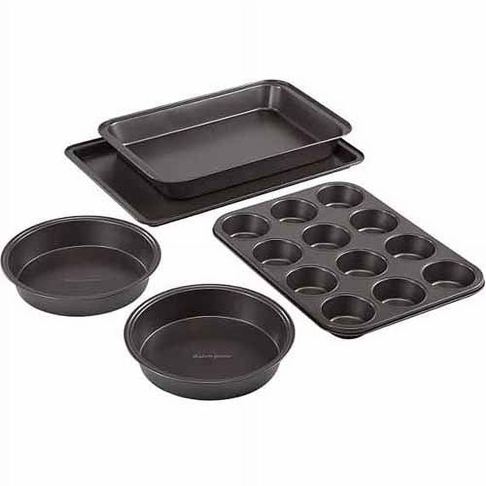 Baker's Secret Stackable Baking Set of 5 Bakeware Pans, Bakeware Set, Baking  Pan Set Includes Muffin Pan, Roaster Pan, Square Pan, Cookie Sheet, Loaf  Pan, Baking Supplies - Essentials Collection