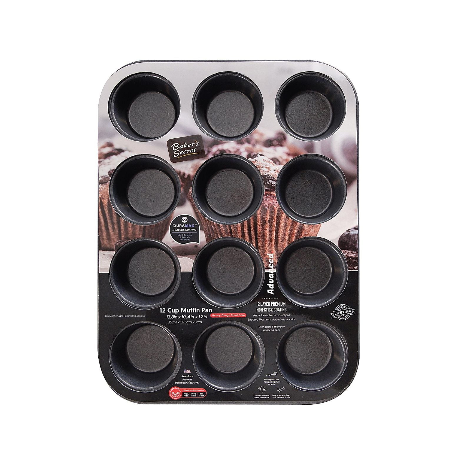 Dark Grey Non-stick 12 Cup Carbon Steel Muffin Pan