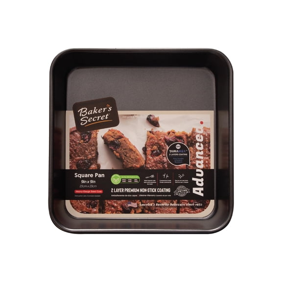 Baker's Secret Non-stick Square Pan 1.8"x9.4"x9.4" Dark Grey Supreme Collection Carbon Steel