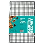 Baker's Secret Nonstick Carbon Steel Rectangular Cooling Racks, 16" x 10", 2 Count