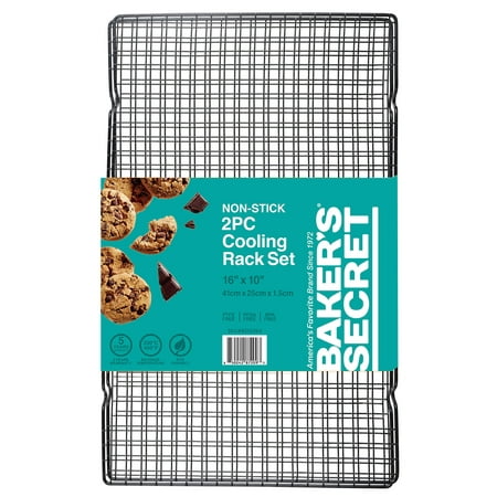 Baker's Secret Nonstick Carbon Steel Rectangular Cooling Racks, 16" x 10", 2 Count