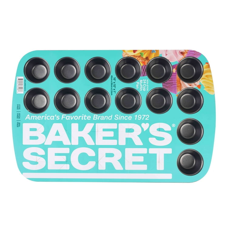 Baker's Secret Nonstick Carbon Steel Mini Muffin Pan, 24 Cups