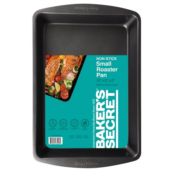Baker's Secret Nonstick Carbon Steel Roaster Pan, 9" x 13", Gray