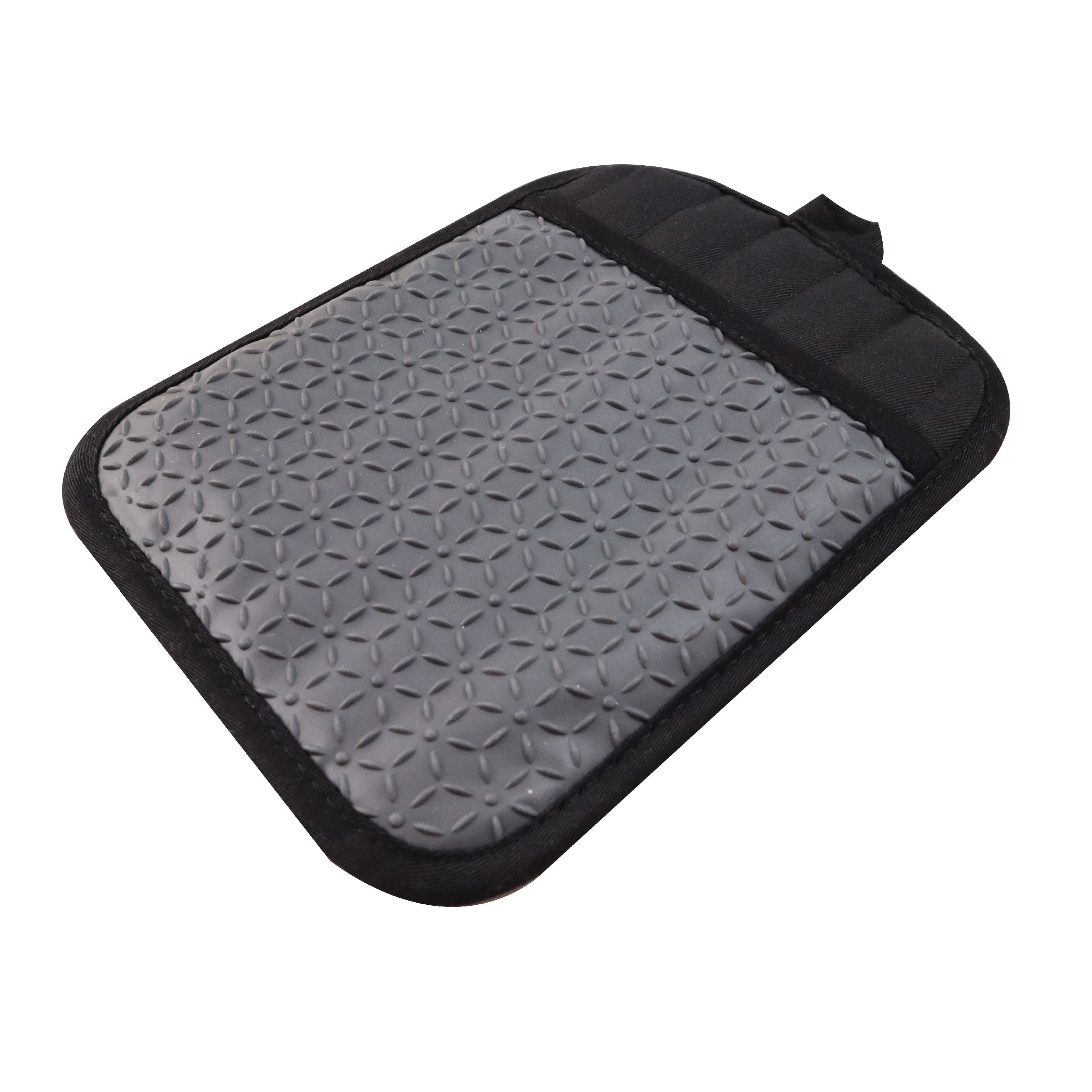 Black Silicone Heat Resistant Pot Holder Mitt with Textured Grip
