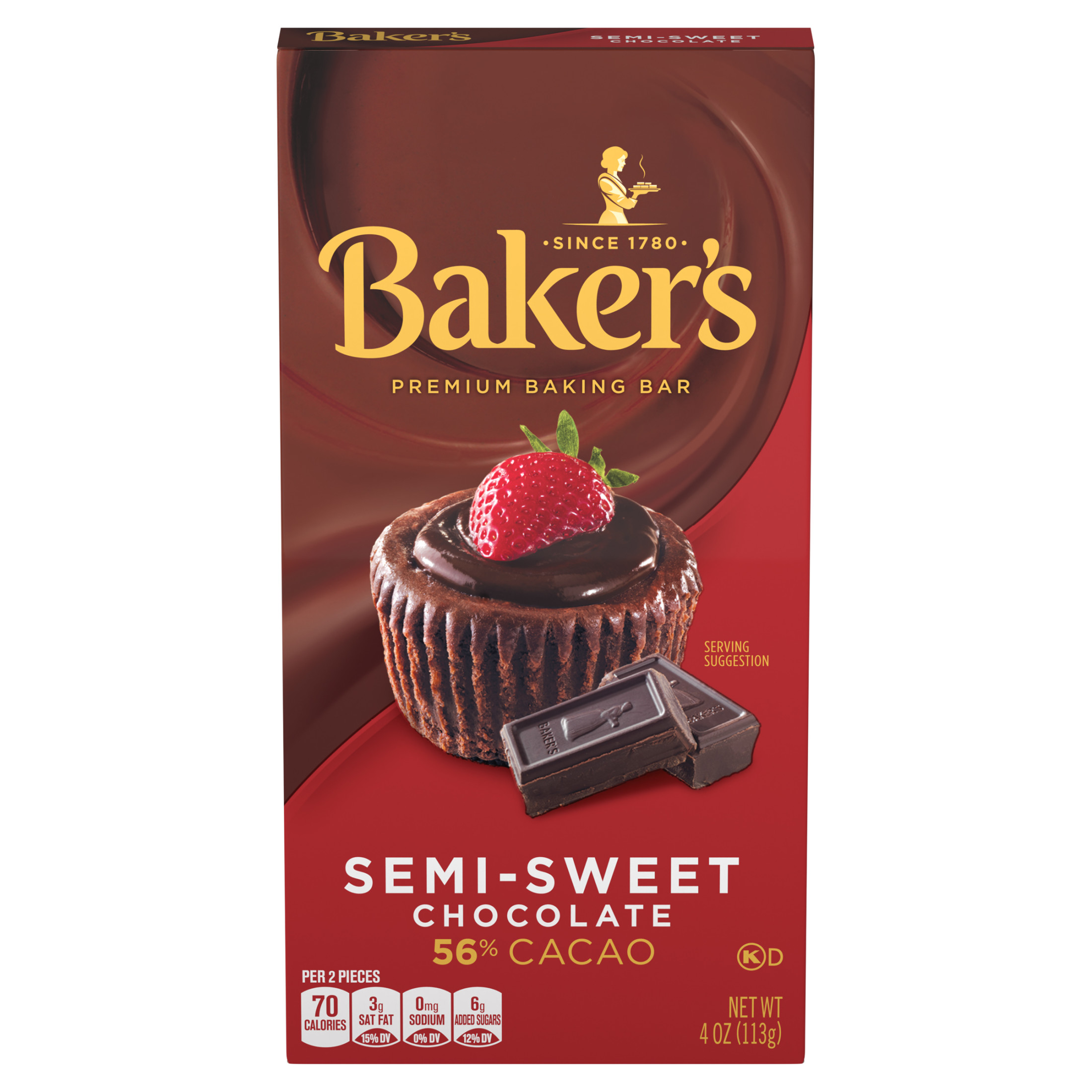 Baker's Semi-Sweet Chocolate Premium Baking Bar with 56% Cacao, 4 oz Box - image 1 of 11