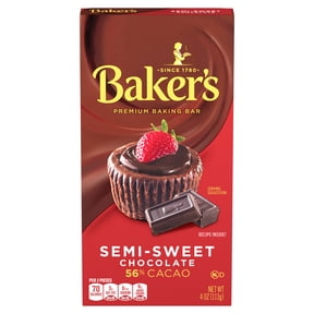 Baker's Semi-Sweet Chocolate Premium Baking Bar with 56% Cacao, 4 oz Box