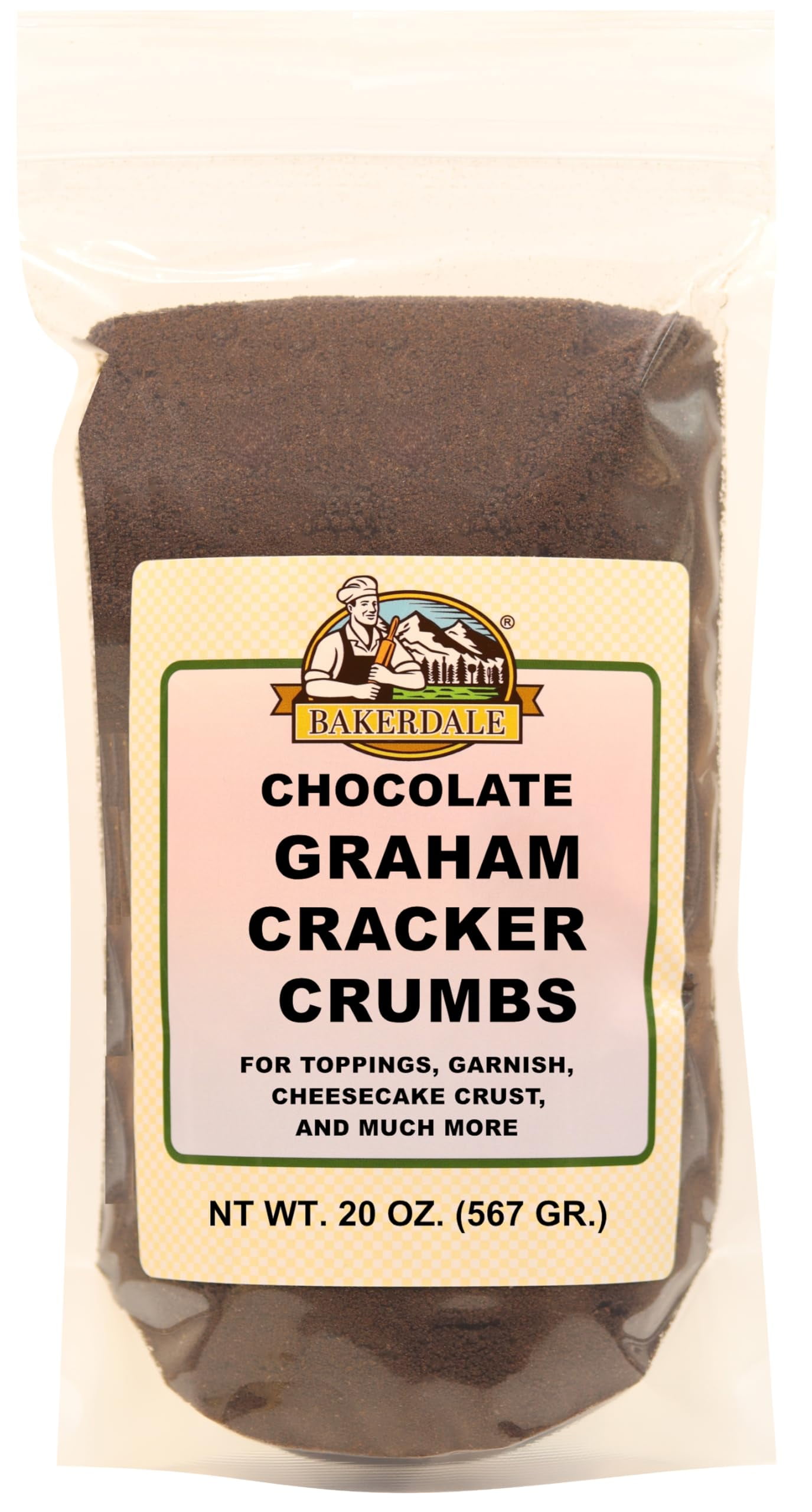 Bakerdale Chocolate Graham Cracker MMF7 Crumbs, 20 ounce Resealable