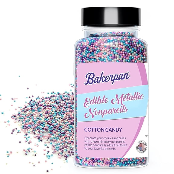 Bakerpan 2 Pack Edible Pastel Colors Nonpareils Sprinkles for Cupcakes, Pastel Sprinkles Edible for Cake Decorating - 5.1 Ounces