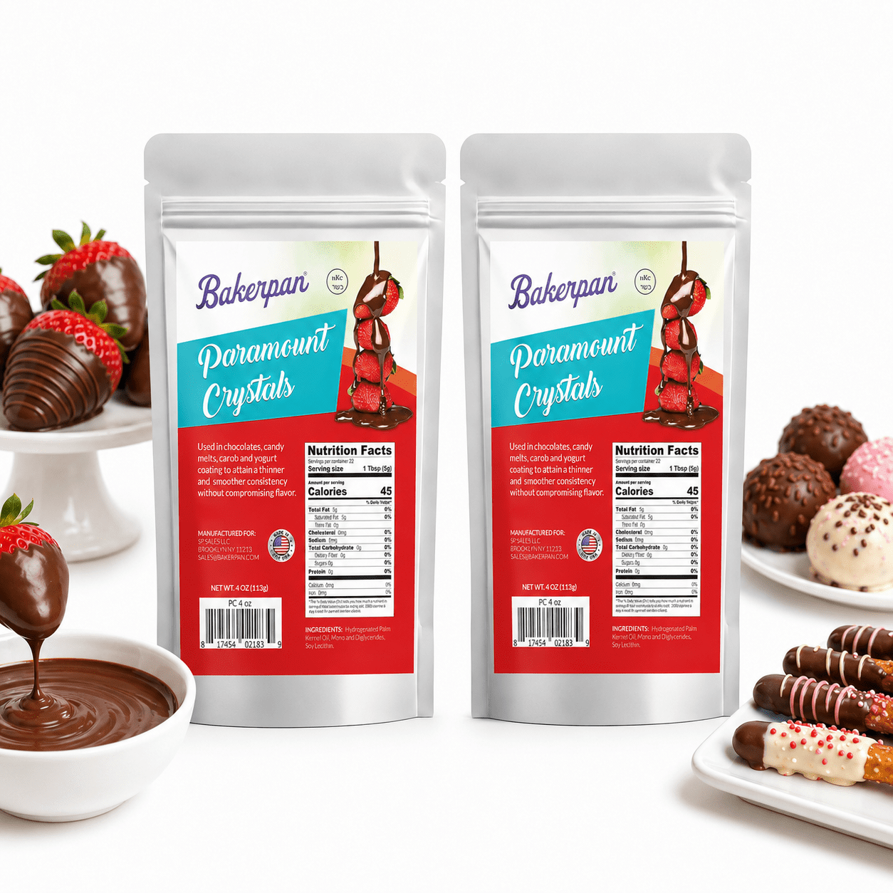 Bakerpan 2 Pack Paramount Crystals for Thinning Chocolate, Carob & Yogurt Coating, Chocolate & Candy Melts - 4 Ounces