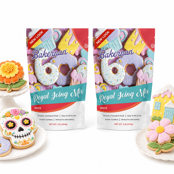 Bakerpan 2 Pack White Royal Icing Mix for Decorating Cookies and Cakes - Cookie Icing Mix - 16 Ounces (1 lb)