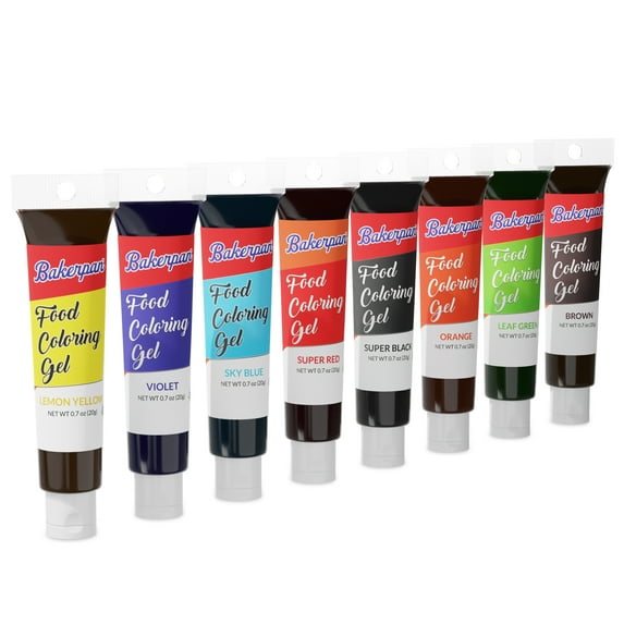 Bakerpan Food Coloring Gel .7 oz Tubes - Set of 8 Colors