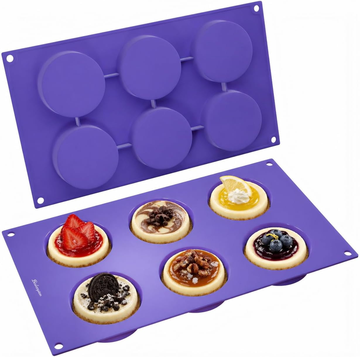 Bakerpan Bakerpan Silicone Nonstick Round Disc Mold, 2.5 Inch, 6 Cavities, Oven-Safe, Set of 2