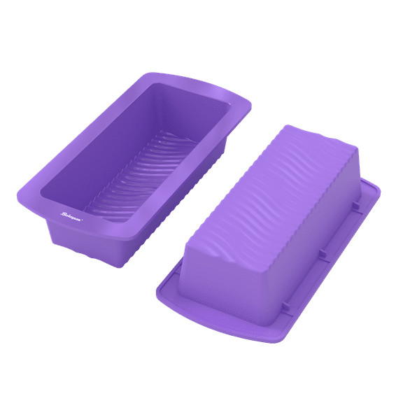 Bakerpan Silicone Loaf Pans for Baking Bread - Nonstick Rectangular Silicone Baking Pan for Meatloaf, Cake - LFGB-Standard 9" Bread Loaf Pan - Microwave, Oven, Freezer, Dishwasher-Safe - 2-Pack Purple