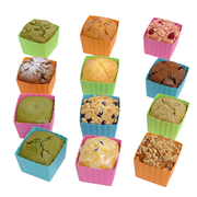 Bakerpan Silicone Square Molds for Baking, Baking Cups, Mini Cake Molds, Square Cupcake Liners, 1.5 Inch Square Cups - Set of 12