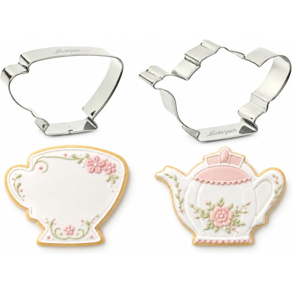 Bakerpan Stainless Steel Cookie Cutter Tea Pot & Cup BOX