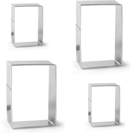 Bakerpan Stainless Steel Rectangle Cookie Cutter Set, Biscuit Cutters for Baking 2 Inch & 3 Inch