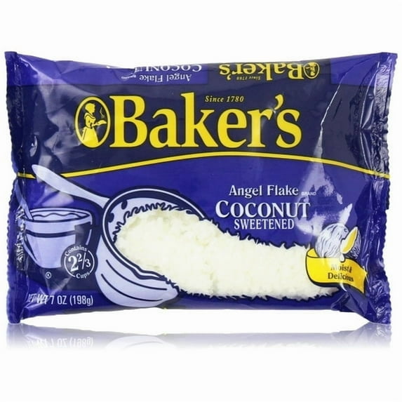 Bakers Angel Flake Coconut Sweetened (2 pack) 7-Ounces each bag