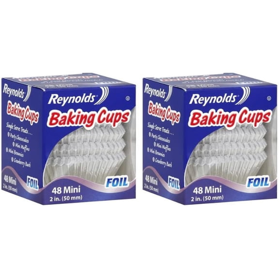 Bakers Choice Mini Foil Baking Cups, 48 Counts, (Pack of 2)