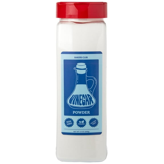 Bakers Club 13oz White Distilled Vinegar Powder - Tangy & Sweet Seasoning Blend for Fries, Wings, Popcorn, Meats - Non-GMO, Gluten-Free, Nut-Free - Superior Taste and Salt Free