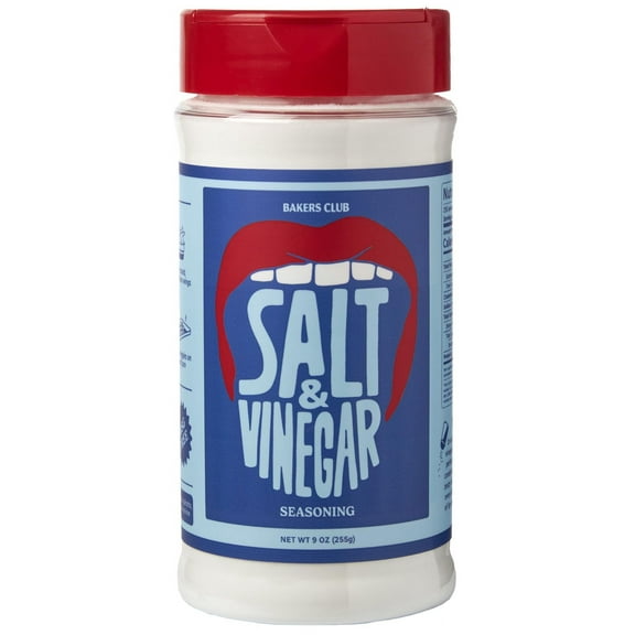Bakers Club 9oz Salt & Vinegar Seasoning - French Fries, Wing Dust, Popcorn, Chips, Nuts, Snacks and More - Gluten-Free, MSG Free, Non-GMO - Zesty Tangy & Salty Spice Blend Dry Vinegar Powder 2.0 E22