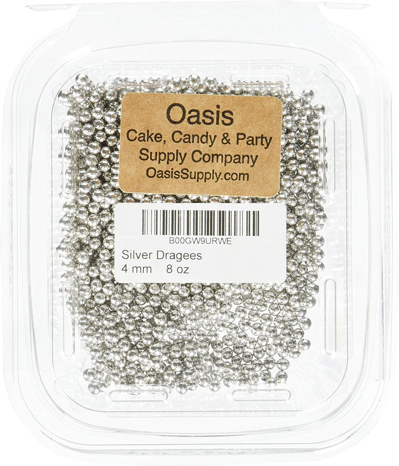 Bakers EZ way Dragees 8-Ounce Sugar Cake Cupcake Cookie Sprinkles, 4mm, Silver
