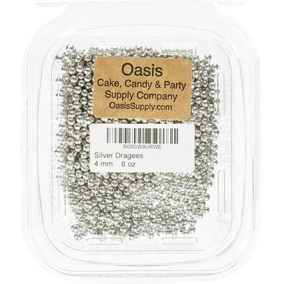 Bakers EZ way Dragees 8-Ounce Sugar Cake Cupcake Cookie Sprinkles, 4mm, Silver