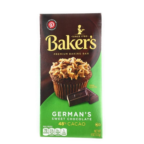Bakers Germans Sweet Chocolate Baking Bar (4 Pack) 4 Oz Ea.