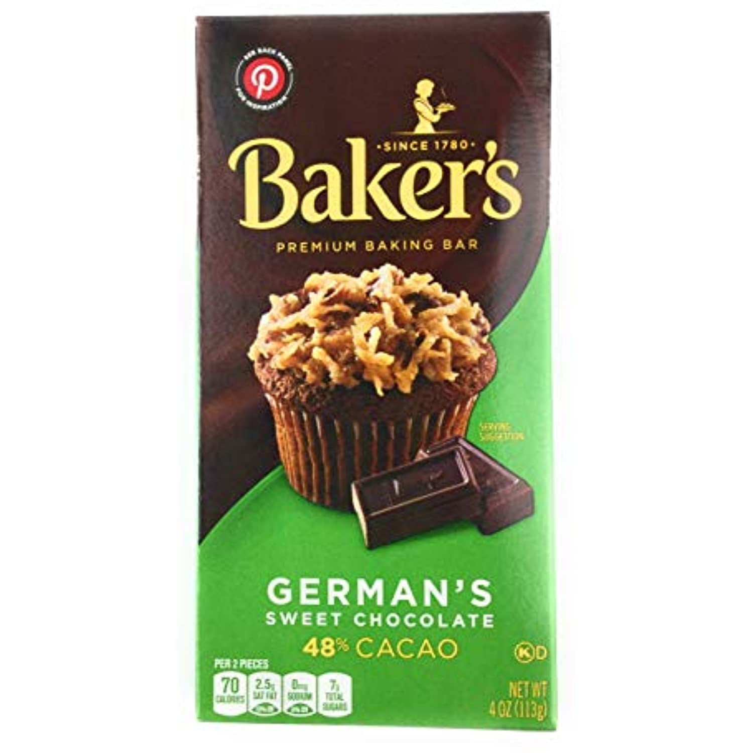 Bakers Germans Sweet Chocolate Baking Bar (4 Pack) 4 Oz Ea.