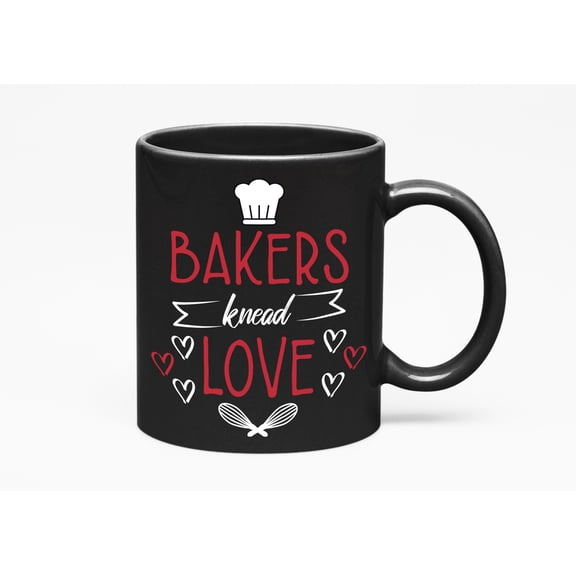 Bakers Knead Love, Baking Pun, Black 11oz Ceramic Mug