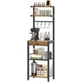 thumbnail image 1 of Bakers Rack, 5-Tier Coffee Bar Station, Coffee Stand with Pod Drawer Holder, Versatile Kitchen Storage Rack with 4 Hooks, for Living Room, Cafe Corner, Rustic Brown and Black KF01BRY1, 1 of 9