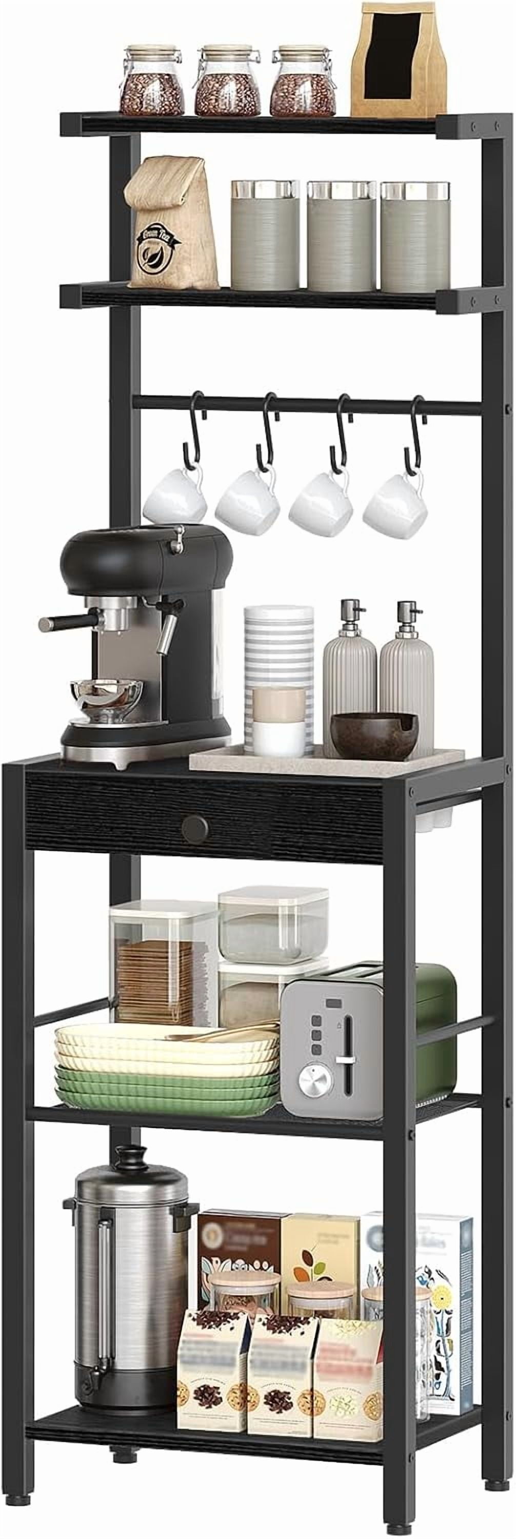 Cafe Center Rack Bakers Rack, 5-Tier Coffee Bar Station, Coffee Stand with Pod Drawer ...