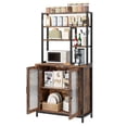 thumbnail image 1 of Bakers Rack with Cabinet 5 Tier Microwave Stand Microwave Storage Rack with Door Vintage Kitchen Utility Storage Shelf with Hooks Large Coffee Bar Station Kitchen, 1 of 9