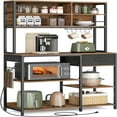 Bakers Rack with Charging Station Coffee Bar Stand with Adjustable