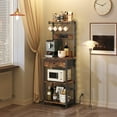 thumbnail image 1 of Bakers Rack with Drawer Microwave Stand Power Outlet Coffee Bar Station 4 Tiers Rustic Brown Black, 1 of 7