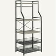 thumbnail image 1 of Bakers Rack, Farmhouse Microwave Oven Stand with 2 Large Metal Wire Basket, 5 Tier Utility Storage Shelf with 8 Hooks, 1 of 9